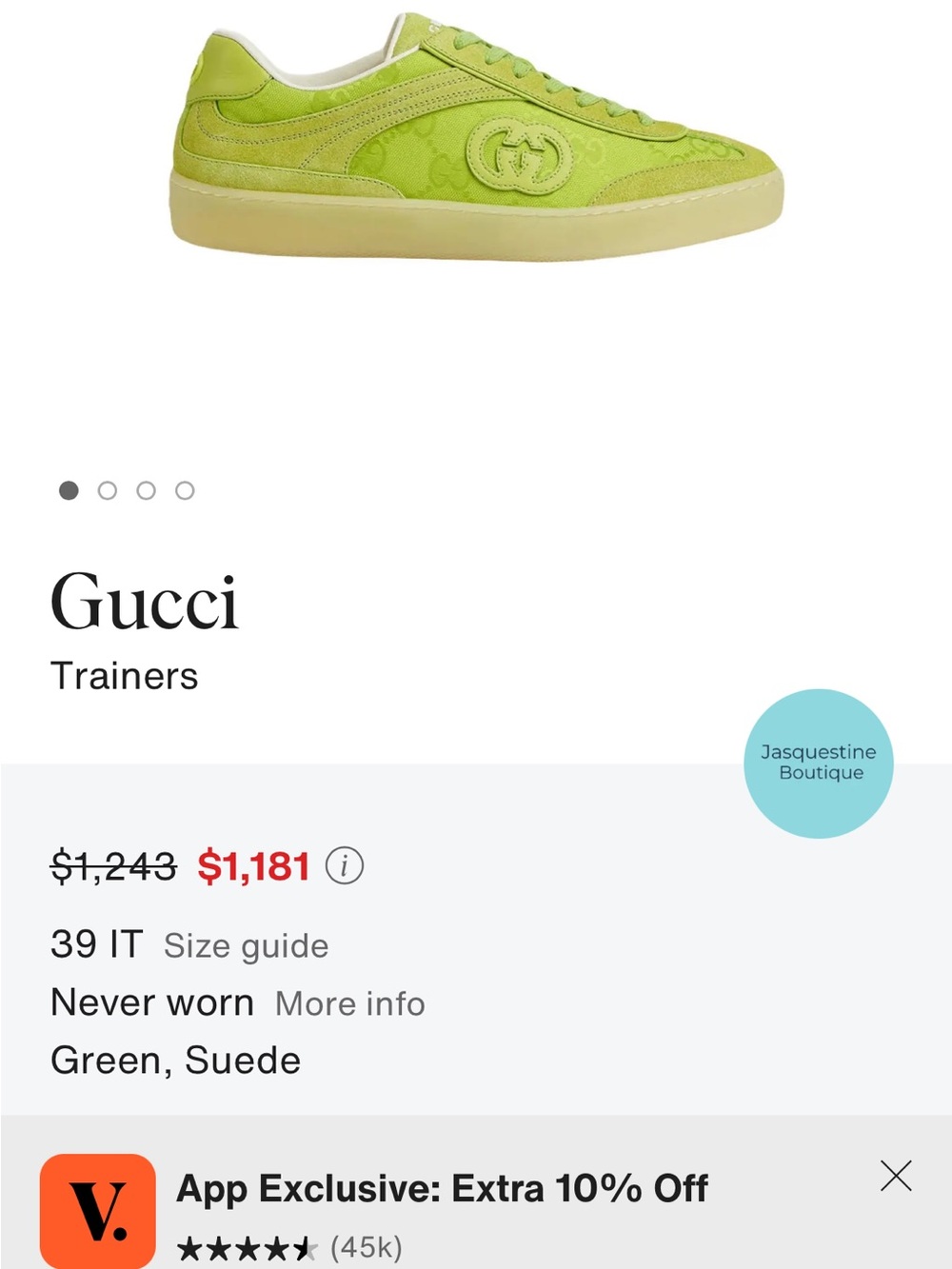 Gucci Neon Green Low-Top Sneakers. 100% Authentic - Picture 7 of 7